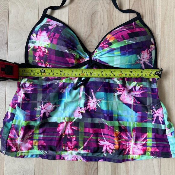 Vintage OP Halter Tankini – palm tree Plaid, Open Back - Picture 4 of 7